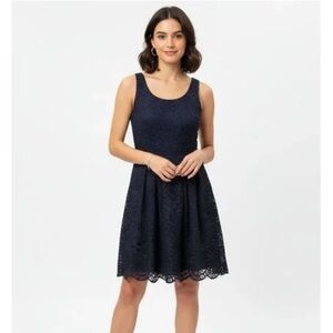 J. Crew Factory Navy Lace Fit & Flare Dress